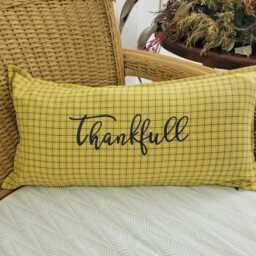 Thankfull Gingham Pillow Cover, Autumn Fall Pillow, Thanks Giving - thumbnail 4