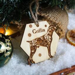 Pointer Dog Personalised Wooden Bauble Ornament Name Breed Gift Quirky Rustic Laser Wood Burned Ornate Lover Pet Decoration German - thumbnail 3