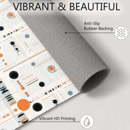 Pale Blue Orange Retro Atomic Rug Non-Slip Soft Area Carpet Bedroom Living Room Hallway Mat Decor - Made in UK - thumbnail 4