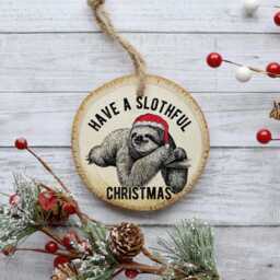 Raccoon Ornament, Merry Christmas Tree Natural Pine Wood Slice, Trash Panda, Ornament Decoration, Gift Idea - thumbnail 2