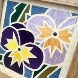 Flower Marquetry Framed Wall Art, Small Hanging, Pretty Framed Flower Picture, Colourful Unique Art - thumbnail 3