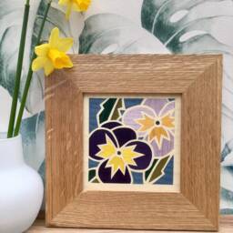 Flower Marquetry Framed Wall Art, Small Hanging, Pretty Framed Flower Picture, Colourful Unique Art - thumbnail 2