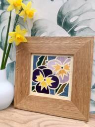Flower Marquetry Framed Wall Art, Small Hanging, Pretty Framed Flower Picture, Colourful Unique Art