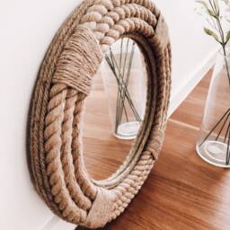 Small 41cm - 16Inch Round Mirror Medium Natural Rope Twisted Jute Nautical Hampton Coastal Style Decorative Wall Art Hanging - thumbnail 2