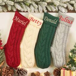 Embroidered Christmas Stockings, Monogram Stocking, Knit Family Name Holiday Stockings Gift, Xmas Tree Decor - thumbnail 4