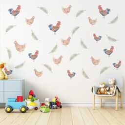 Chicken Wall Decals Farm Animal Stickers Rooster Nursery Decor Peel & Stick Farmhouse Baby Bedroom - thumbnail 2