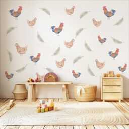 Chicken Wall Decals Farm Animal Stickers Rooster Nursery Decor Peel & Stick Farmhouse Baby Bedroom - thumbnail 1