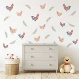 Chicken Wall Decals Farm Animal Stickers Rooster Nursery Decor Peel & Stick Farmhouse Baby Bedroom - thumbnail 3