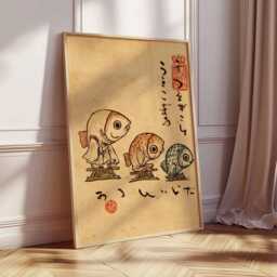 Japanese Fish Yokai Wall Art, Vintage Asian Folklore Print, Traditional Poster - thumbnail 2