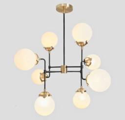 Modern Globe Chandelier, Brass Industrial Pendant Lighting, 8 Light Bistro Chandelier
