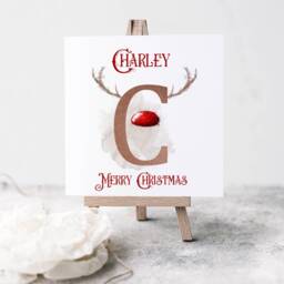 Personalized Initial Reindeer Ceramic Christmas Ornament - thumbnail 4