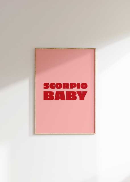 Scorpio Baby Print Retro Astrology Star Sign Wall Art - image 1