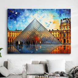 Louvre Museum Paris France Starry Night Painting Van Gogh Wall Art, Framed Canvas Poster Print, Home Kitchen Office Room Decor, Gifts - thumbnail 1