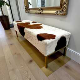 Cowhide Upholstered Bench - Modern Steel Frame Handmade in The UK Lfb60