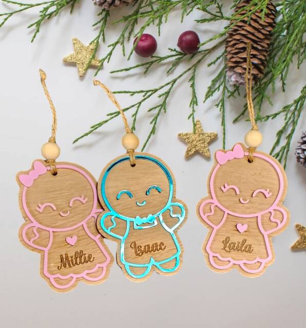 Personalized Oak Gingerbread Christmas Tree Decoration - image 1
