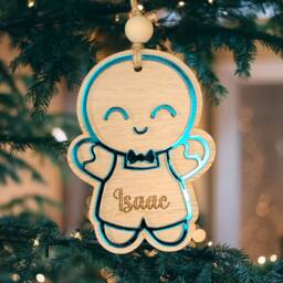Personalized Oak Gingerbread Christmas Tree Decoration - thumbnail 2