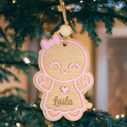 Personalized Oak Gingerbread Christmas Tree Decoration - thumbnail 4