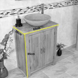 Painted White Bathroom Vanity Unit - Cream Marble Top & Basin 310Pcm025cm - thumbnail 4