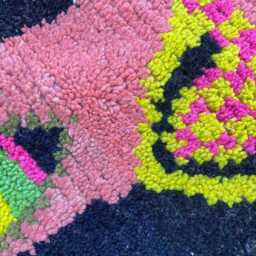 Authentic Handmade Moroccan Rug - Bright Pink Geometric Tribal Wool Carpet Colorful Maximalist Area - thumbnail 4