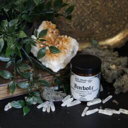 Imbolc Candle, Witchy Spring Pagan Sabbat Crystal Candle For Witches, Rosemary & Sandalwood Scented - thumbnail 3