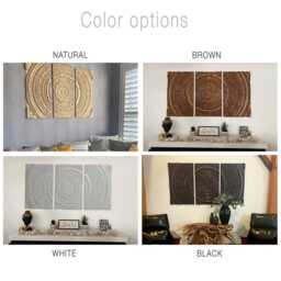 Wood Trunk Slice Wall Art, 3 Piece Wooden Panels Set, Triptych - thumbnail 4