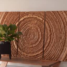Wood Trunk Slice Wall Art, 3 Piece Wooden Panels Set, Triptych - thumbnail 2