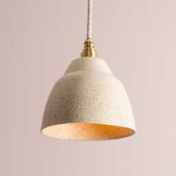 Small Speckled Cream Matt Element Pendant Light in Ceramic & Brass/Nickel - thumbnail 1