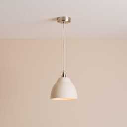 Small Speckled Cream Matt Element Pendant Light in Ceramic & Brass/Nickel - thumbnail 2