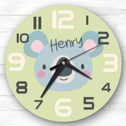 Kids Baby Boys Room Cute Koala Face Custom Gift Personalised Clock - thumbnail 1
