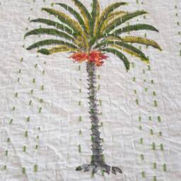 Indian Handmade New Palm Tree Kantha Quilt Twin Size Blanket 90x60 Cotton Feeling Bedspread Pure Throw - thumbnail 3