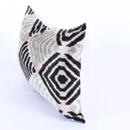 16x24 Ikat Velvet Pillow Cover, Handmade Cushion, Decorative Throw Pillow, Boho Cushion Turkish Home Decor - thumbnail 2