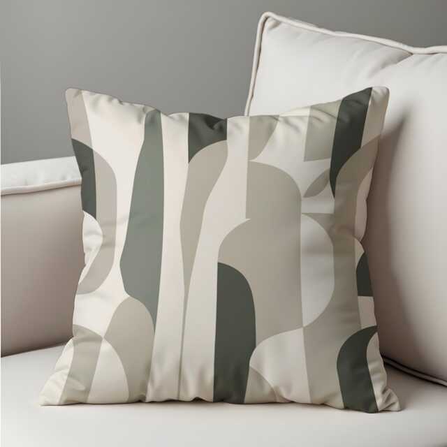 Neutral Abstract Cushion Cover, Modern Beige & Olive Pillow Minimalist Home Decor, 18x18 - image 1