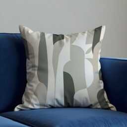 Neutral Abstract Cushion Cover, Modern Beige & Olive Pillow Minimalist Home Decor, 18x18 - thumbnail 3