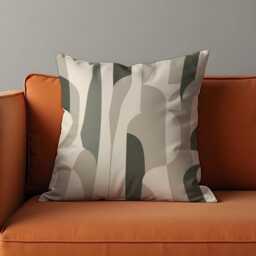 Neutral Abstract Cushion Cover, Modern Beige & Olive Pillow Minimalist Home Decor, 18x18 - thumbnail 4