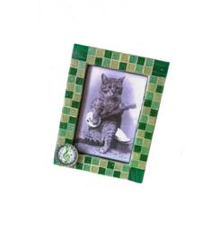 Sale Green Glass Tile Mosaic Picture Frame, Musical Clef Accent, 3.5x5 Photo