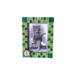 Green Glass Tile Mosaic Picture Frame, Musical Clef Accent, 3.5x5 Photo - thumbnail 3