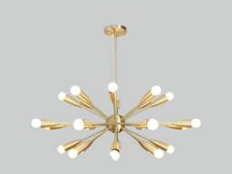 Mid Century Stilnovo Brass Sputnik Chandelier, Handmade 24-Light Ceiling Lamp - thumbnail 1