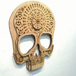 Sacred Geometry Sugar Skull Wall Art Laser Cut Wood Momento Mori Day Of The Dead Visionary Sculpture - thumbnail 2