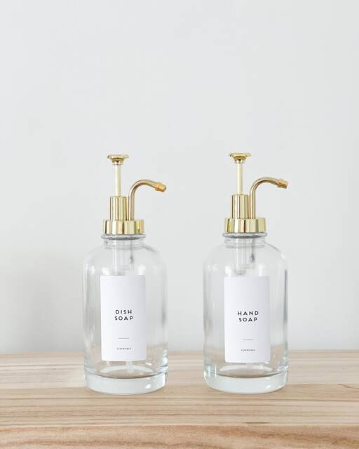 Personalized Glass Soap Dispenser - Gold Pump, Waterproof Label - 500 Ml - image 1
