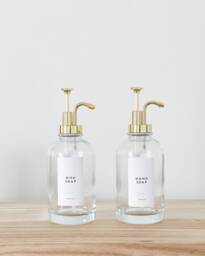Personalized Glass Soap Dispenser - Gold Pump, Waterproof Label - 500 Ml - thumbnail 1