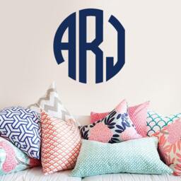 Circle Monogram Wall Decal Custom Initial Vinyl Sticker - thumbnail 2