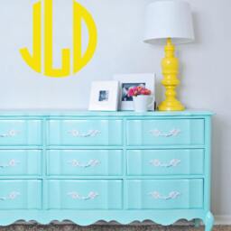 Circle Monogram Wall Decal Custom Initial Vinyl Sticker - thumbnail 3