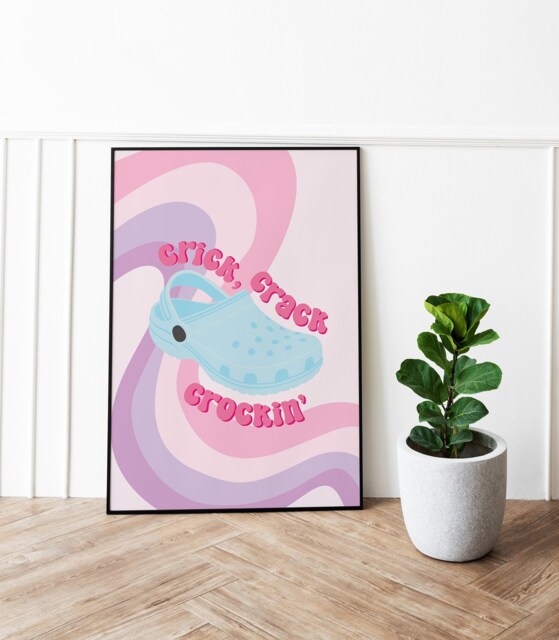 Crocs Clog Art Print Preppy Pink Croc Meme Poster - image 1