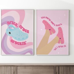 Crocs Clog Art Print Preppy Pink Croc Meme Poster - thumbnail 3