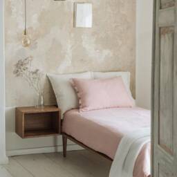 stonewashed Linen Pillowcase - Handmade European Bedding Pink Pillow Cover With Buttons - thumbnail 2