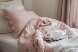 stonewashed Linen Pillowcase - Handmade European Bedding Pink Pillow Cover With Buttons