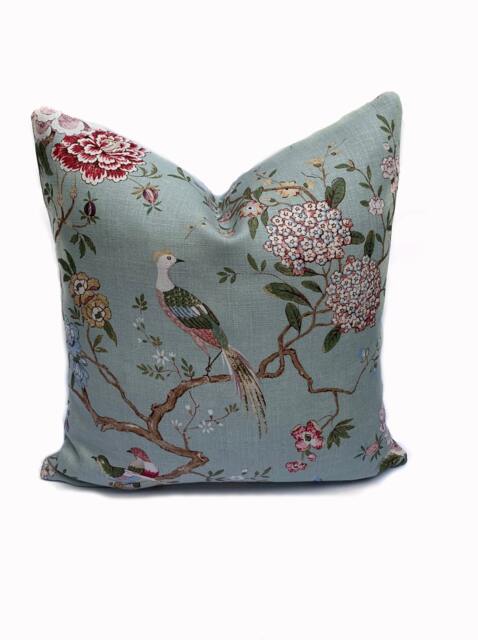 G.p & J Baker Oriental Bird Signature Eau De Nil Double Sided Cushion Cover Pillow - image 1