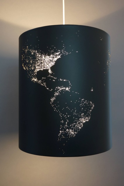 Modern Lampshade World Map Design Black Globe Lamp Solar Eclipse - image 1