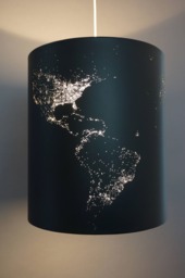 Modern Lampshade World Map Design Black Globe Lamp Solar Eclipse - thumbnail 1
