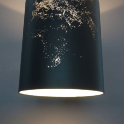 Modern Lampshade World Map Design Black Globe Lamp Solar Eclipse - thumbnail 2